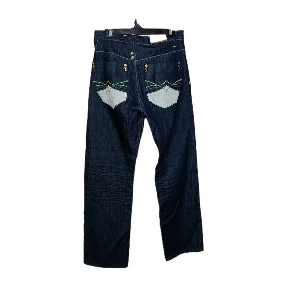 Vintage Men’s Akademiks Embroidered Wide Leg Baggy Y2K Skater Jeans 32x33 NWT - Picture 2 of 16